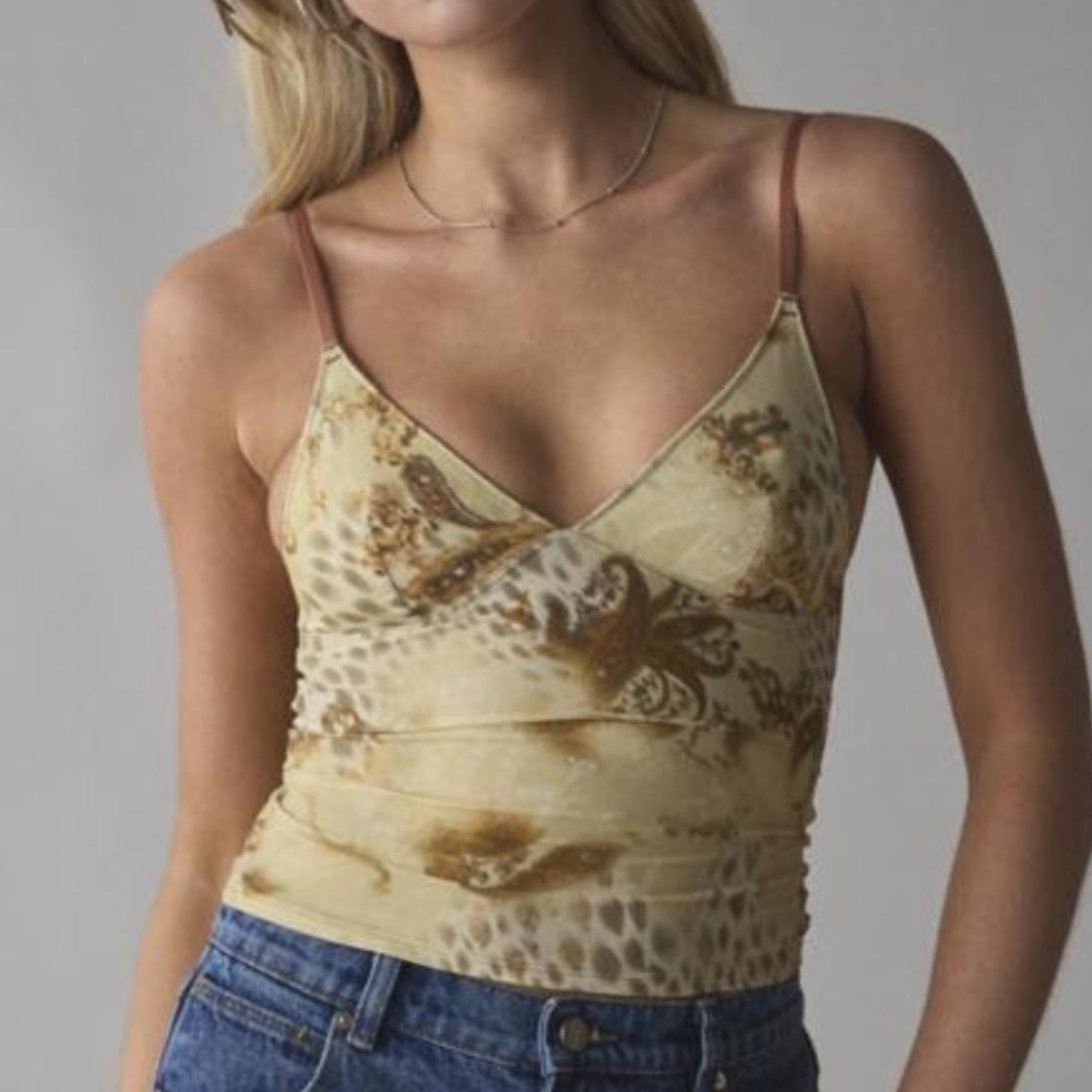Out From Under Je T'aime Mesh Cropped V-Neck Cami